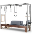 Reformer Elina Pilates Cadillac Clásico madera oscura (Color: Gris)